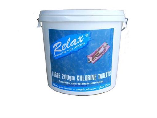 Large 200g Multi Chlorine Tablets 5kg by Relax. Ideal for 12ft+ Pools