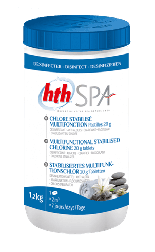 HTHSCT126 hth Spa 20g Multifunctional Stabilised Chlorine Tablets 1.2kg 6 per pack