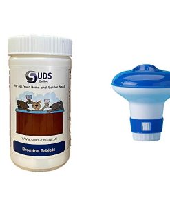 SUDS-ONLINE 50 BROMINE Tablets 20g Hot Tub Swimming Tablet + Small Floating Dispenser