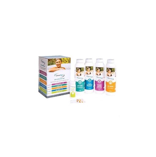 CleverSpa Universal Spa Natural Chemical Outdoor Hot Tub Starter Kit with Stabilizing Granules, Foam Remover, pH Minus, pH Plus, & Dip Tests, (5 Pack