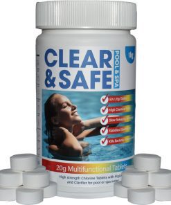 Clear & Safe 1kg 20g 5 in 1 Multifunction Chlorine Tablets for Pool, Spas & Hot Tubs
