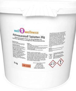 well2wellness Active Oxygen Tablets 20 g 5 kg Active Oxygen Tablets Chlorine-Free Cleaning Quick Effect Clear and Clean Water Pool Care Pool Accessor