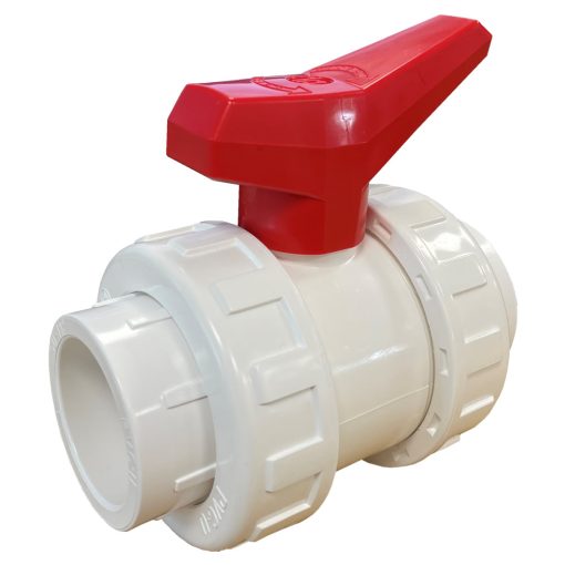 Plastica 1.5in Double Union Ball Valve White