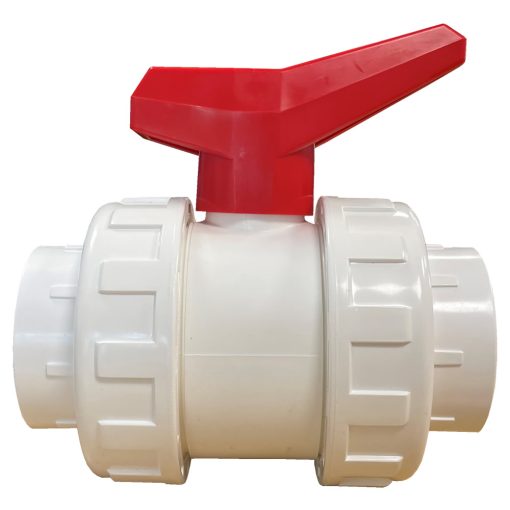 Plastica 1.5in Double Union Ball Valve White - Image 2