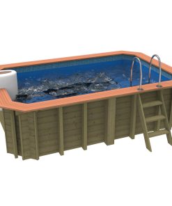 Plastica Wooden Exercise Pool Package with Argonaut/Endurance Filtration & Badu Jet Perla Counter Current With PLAIN liner