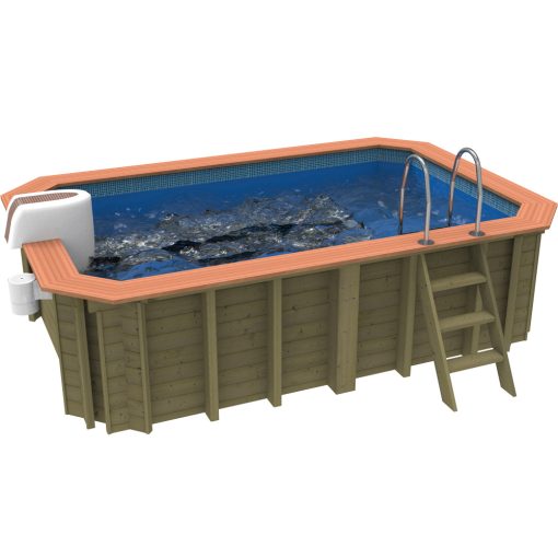 Plastica Wooden Exercise Pool Package with Argonaut/Endurance Filtration & Badu Jet Perla Counter Current With Patterned liner