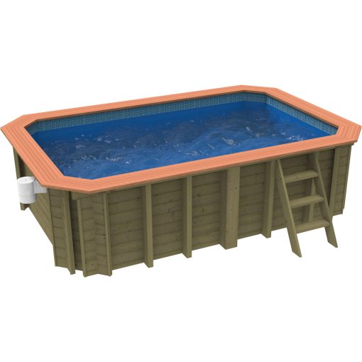 Plastica Wooden Exercise Pool Package with Badu Jet Riva Counter Current With Patterned liner