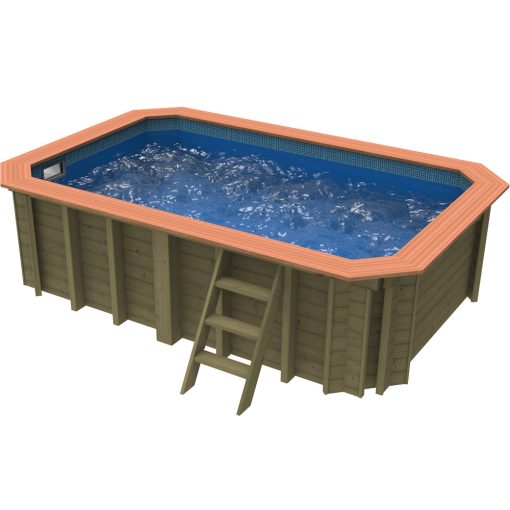 Plastica Wooden Exercise Pool Package with SwimMaster Counter Current With Patterned liner