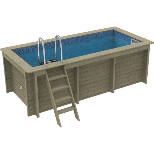 Plastica Nazca 4m x 2m Wooden Pool Package with Argonaut/Endurance Filtration & SwimMaster Counter Current With PLAIN liner