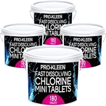 Pro-Kleen 2.7g x4 Stabilised Fast Dissolving Mini Chlorine Tablets - Sanitises and Disinfects Hot Tubs, Spas and Small Pools