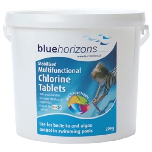 Blue Horizons - Multifunctional 200g Chlorine Tablets 1 X 10 kg Long lasting stabilised clarifier algae inhibitor