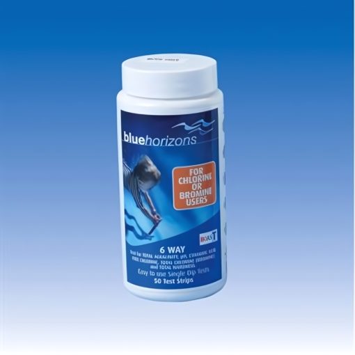 Blue Horizons - 6-Way Test Strips 1 X 50 Strips Chlorine PH TA Calcium Cyanuric
