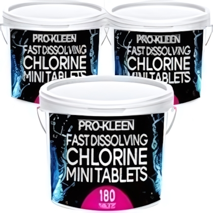 Pro-Kleen 2.7g x3 Stabilised Fast Dissolving Mini Chlorine Tablets - Sanitises and Disinfects Hot Tubs, Spas and Small Pools