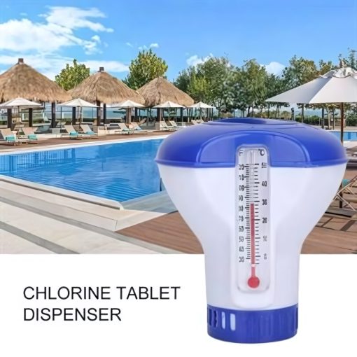 Floating Swimming Pool Chlorine Dispenser Chemical Thermometer Automatic Dosing Device