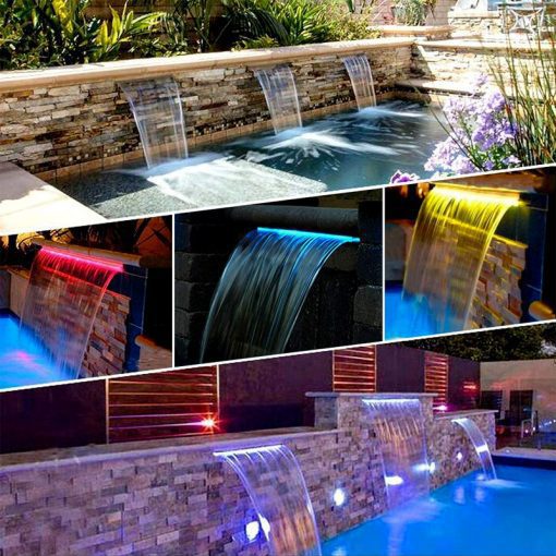 Deep Blue Professional fountain / swimming Pool Waterfall corrosion resistant  water Feature 1500mm, 35mm Lip - Image 6