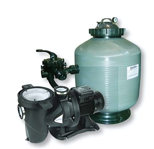 Certikin 20” Top Mount Filter, Valve, Sand & 0.5Hp Euroswim 1Ph Pump (10M³/Hr @ 10 M Head) (ZZFVS20T/EUP51)