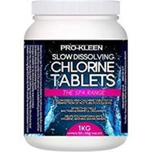 ProKleen Stabilised Slow Dissolving 20g Chlorine Tablets Pool Hot Tub Spas 1kg