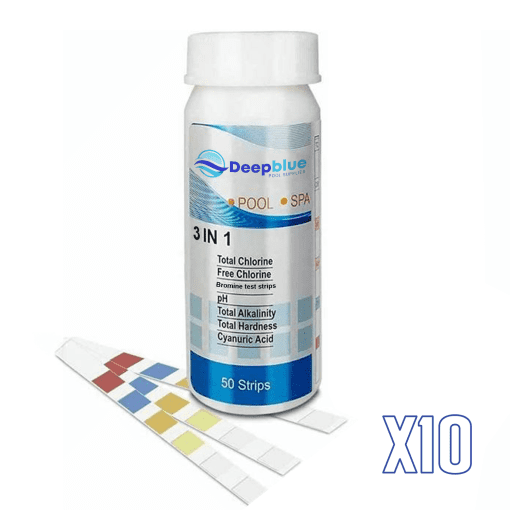 Deep Blue Pro - 10 Pack of 50 strips 3-Way Bromine Test Strips 500 Strips Bulk Trade Bromine PH TA