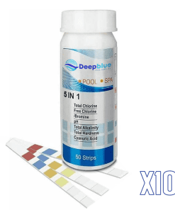 Deep Blue Pro - 10 Pack of 50 strips 5-Way Chlorine Test Strips 500 Strips Bulk Trade Chlorine PH TA Bromine hardness