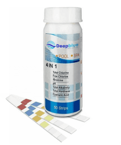 Deep Blue Pro - 4-Way Chlorine/Bromine Test Strips 50 Strips Chlorine Bromine PH TA