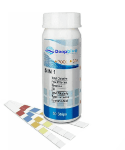 Deep Blue Pro - 5-Way Chlorine Test Strips 50 Strips Chlorine PH TA Bromine hardness